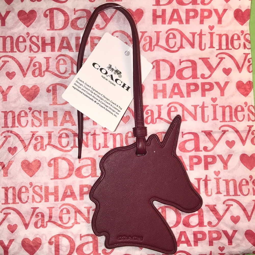 Coach Unicorn Red Tanned Leather Ornament NWT